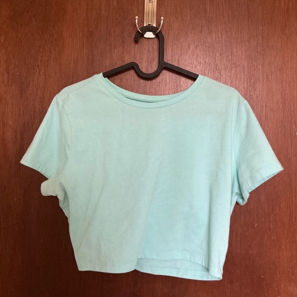 wild fable Tops - Wild Fable Women’s Light Blue Cropped Short Sleeve Crop Top